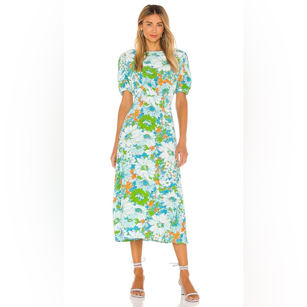Faithfull the Brand Beline Gardone Floral Mint coastal vibrant Maxi Dress M